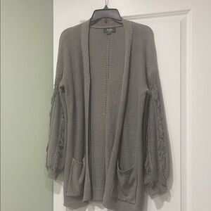 Gray Open-Front Cardigan